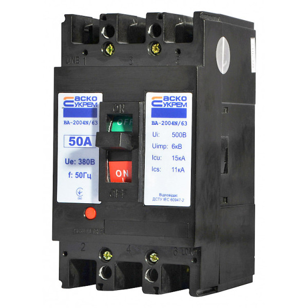 Силовий автоматичний вимикач Аско-Укрем ВА-2004N/63 3р 50А (A0010040064) - фото №2
