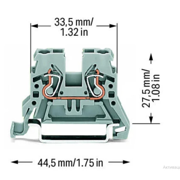 Двопровідна компактна клема Wago 870-901 TS35 (сіра) - фото №1