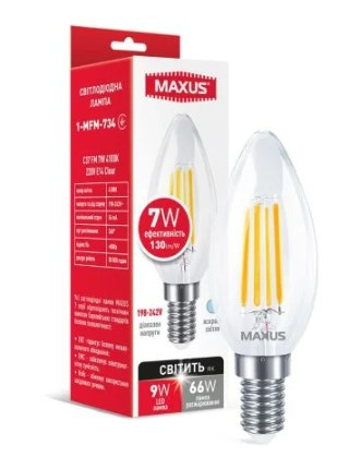 Світлодіодна лампа Maxus C37 FM 220Вт E14 Clear (1-MFM-734) - фото №1