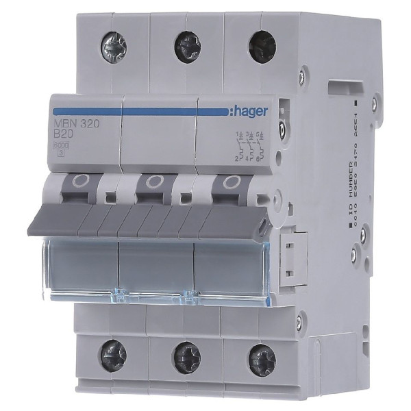 Автоматический выключатель Hager MBN320 6кА B 20A 3P