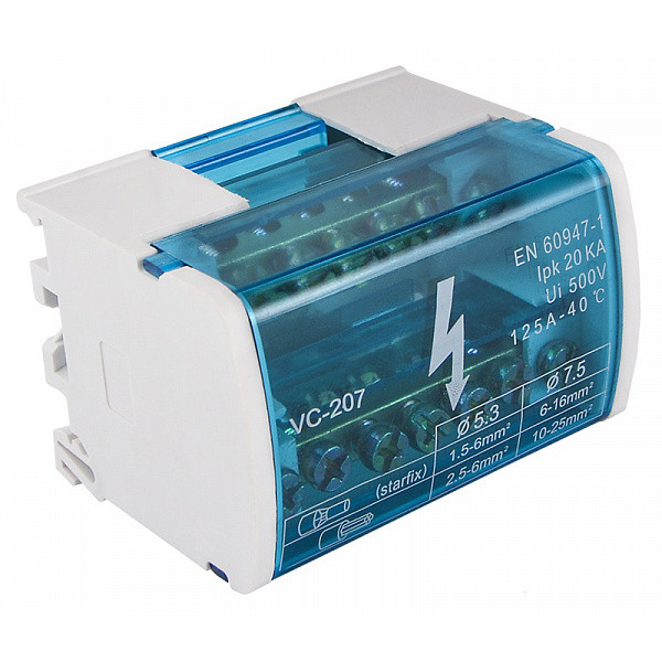 Нульова шина Аско-Укрем VC-207 в корпусі 2x7 отворів (A0150120018) - фото №1