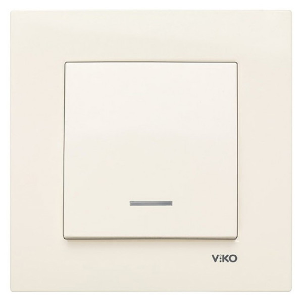 Выключатель 1-клавишный с подсветкой, кремовый, VIKO Karre