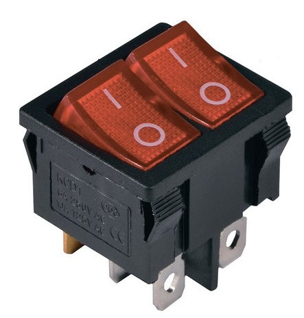 Перемикач TNSy KCD1-6-2101N R+R/B з підсвічуванням червоний (TNSy5500734)