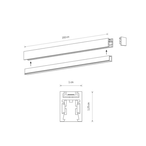Магнітний шинопровід накладний Nowodvorski 11725 NANO-LVM Track 2m IP20 чорний - фото №3