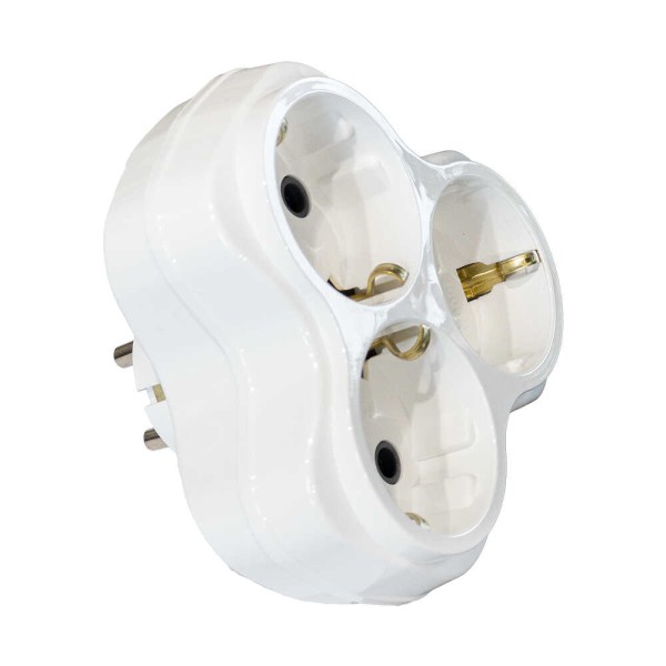 Тройник Violux 3 гнезда с заземлением белый ( 940800 ) - фото №1