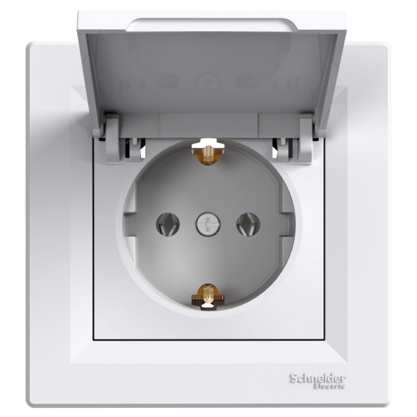 Розетка з кришкою Asfora біла, EPH3100121