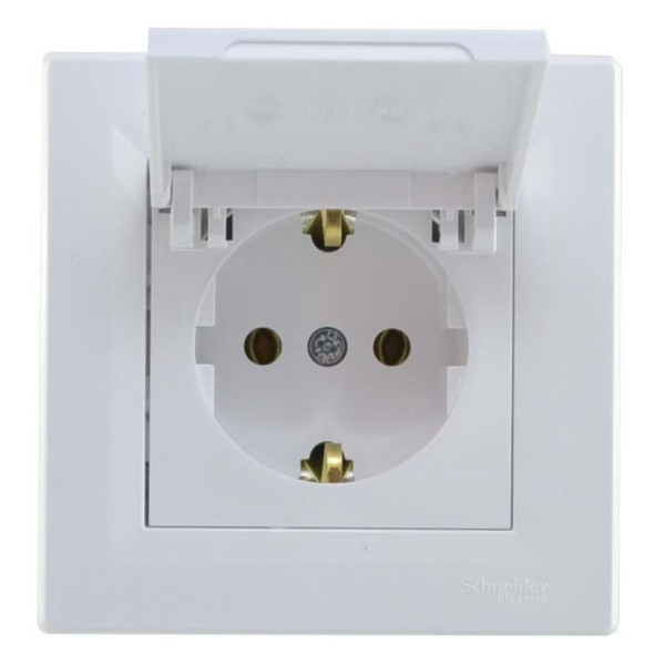 Розетка з кришкою Asfora біла, EPH3100121 - фото №1