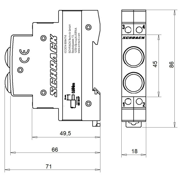 Білий модульний LED індикатор Schrack AZ106804 230В AC - фото №2