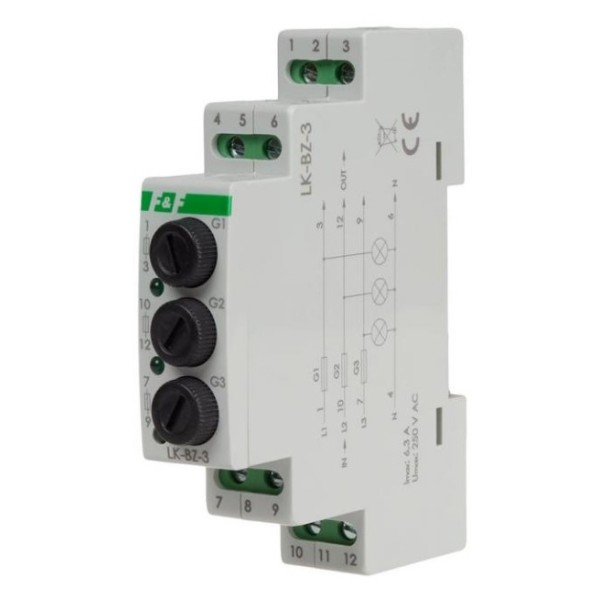 Модульний блок запобіжників F&F LK-BZ-3G зі світловою індикацією