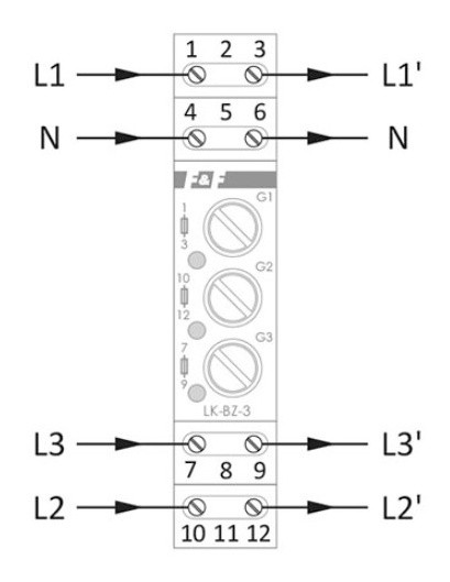 Модульний блок запобіжників F&F LK-BZ-3G зі світловою індикацією - фото №3