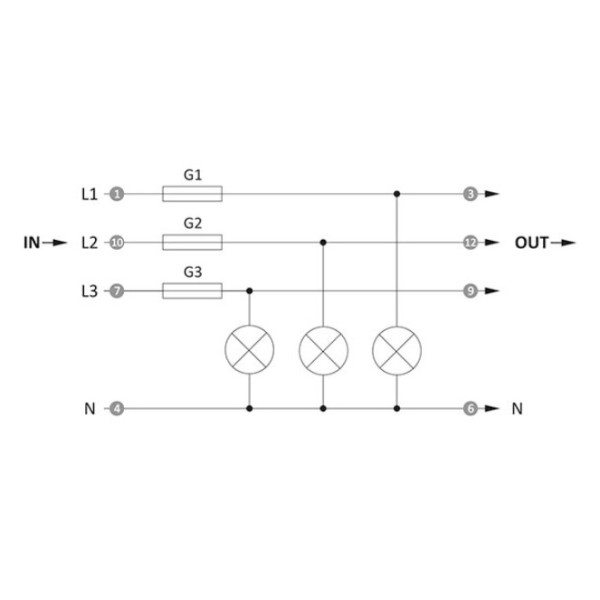 Модульний блок запобіжників F&F LK-BZ-3G зі світловою індикацією - фото №4