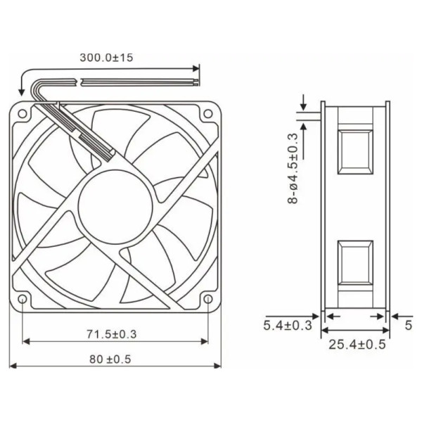 Щитовий вентилятор TOSUNlux 120x120x38 22Вт 230В АС (6940151046431) - фото №1