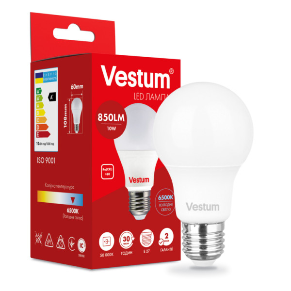 Лампа LED Vestum 10Вт 6500K E27 - фото №1