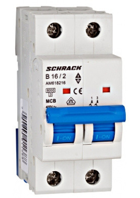 Автоматичний вимикач 16А 2P 6кА х-ка B, Schrack
