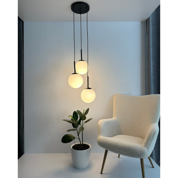 Підвісний світильник, люстра Italux PND-5578-3S-BK Deore E27 3x40W IP20 Чорний - фото №2