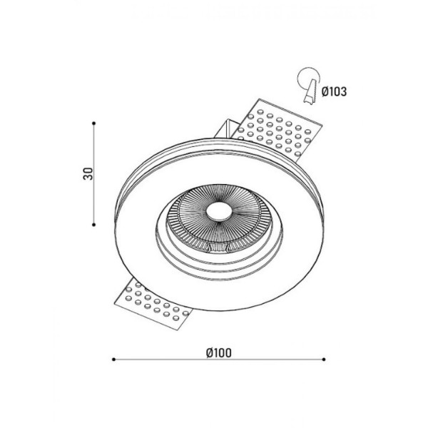 Гіпсовий точковий врізний світильник Kloodi KD-GIPS RD100 H27 GU10 1x10W IP20 Wh - фото №4