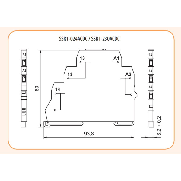 Тиристорне інтерфейсне реле ETI 002473050 SSR1-024 ACDC 1NO 1.2A AC1 400V AC - фото №2
