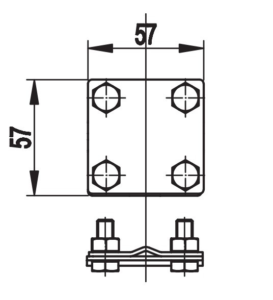 З'єднувач «прут/прут» із чотирма болтами DKC NG3104 Ø8мм із сталі гарячого цинкування - фото №2