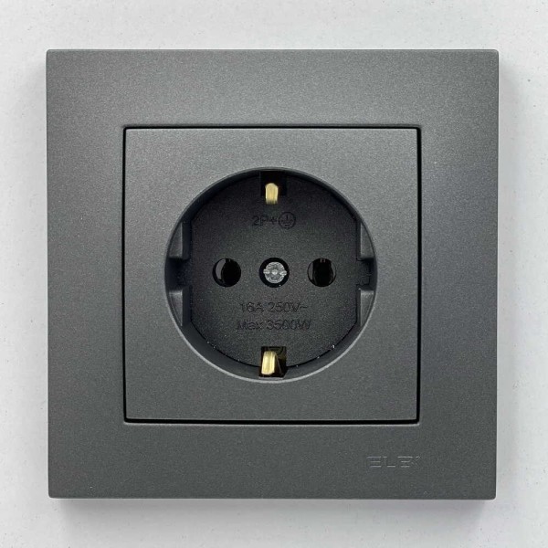 Розетка EL-BI VEGA антрацит матовый 1-я с заземлением ( 510-016700-217 )