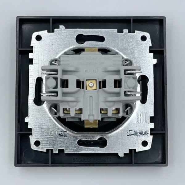 Розетка EL-BI VEGA антрацит матовый 1-я с заземлением ( 510-016700-217 ) - фото №2