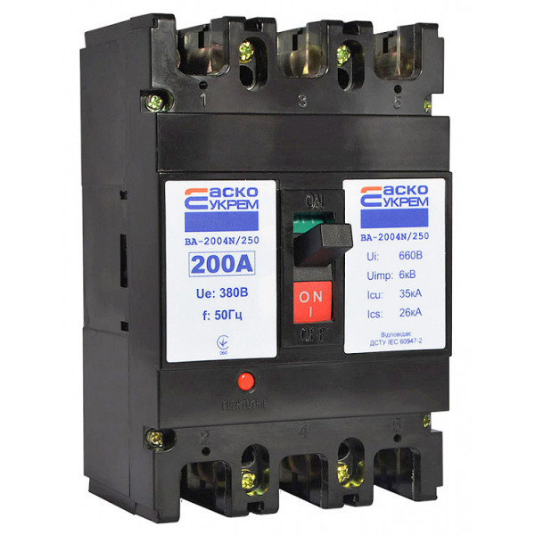 Силовой автоматический выключатель Аско-Укрем ВА-2004N/250 3р 200А (A0010040069)