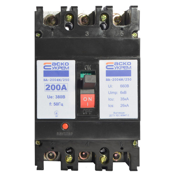 Силовой автоматический выключатель Аско-Укрем ВА-2004N/250 3р 200А (A0010040069) - фото №1