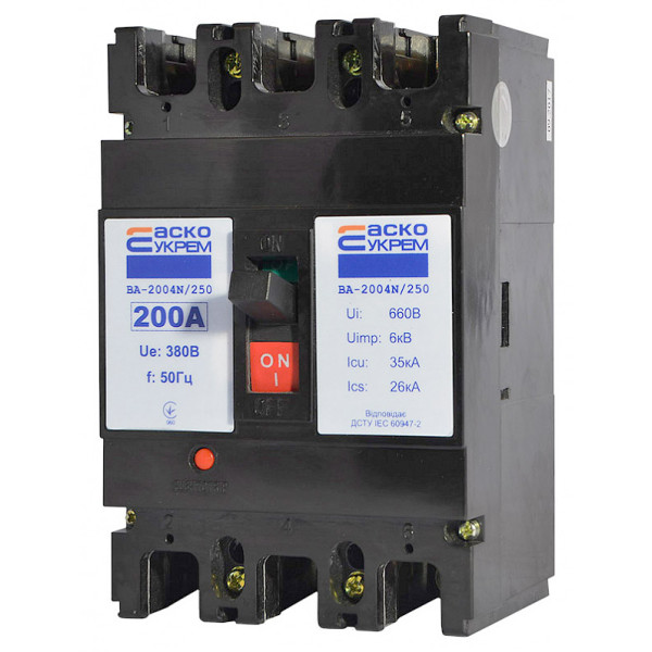 Силовой автоматический выключатель Аско-Укрем ВА-2004N/250 3р 200А (A0010040069) - фото №2