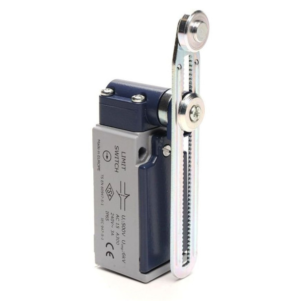 Кінцевий вимикач EMAS L51K13MEM123 з металевою консоллю та металевим роликом D=18мм з регулюванням висоти