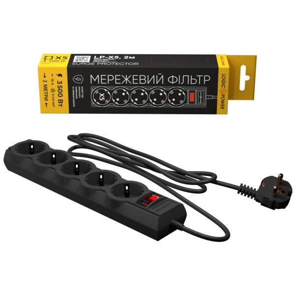 Сетевой фильтр LogicPower LP9583 LP-X5 2м Black - фото №4