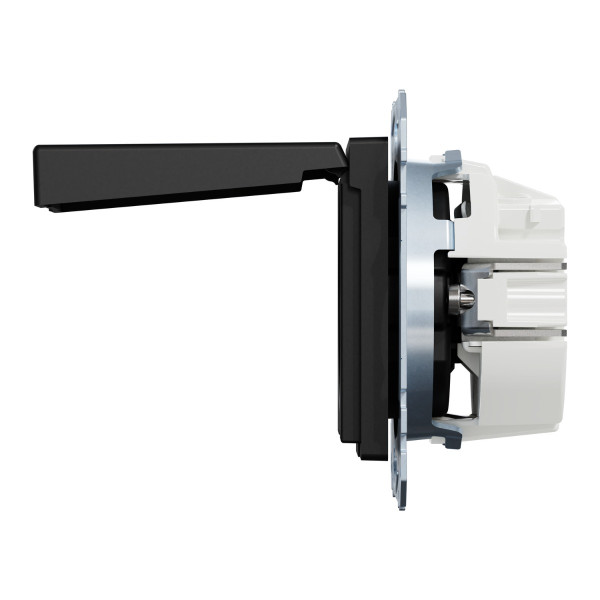 Механізм розетки SCHUKO з кришкою та захисними шторками Merten System M, MEG2310-0403 (матовий чорний) - фото №1