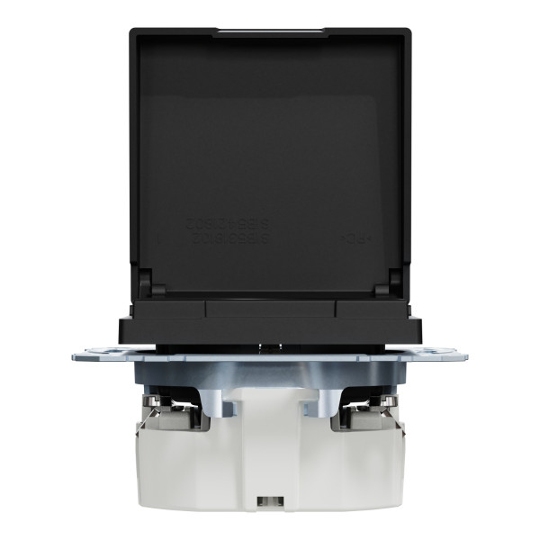 Механізм розетки SCHUKO з кришкою та захисними шторками Merten System M, MEG2310-0403 (матовий чорний) - фото №4