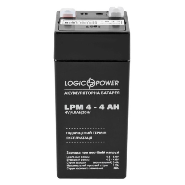 Аккумулятор LogicPower AGM LPM 4-4 AH 4В - фото №1