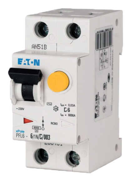 Диф автомат Eaton (Moeller) PFL6-6/1N/C/003