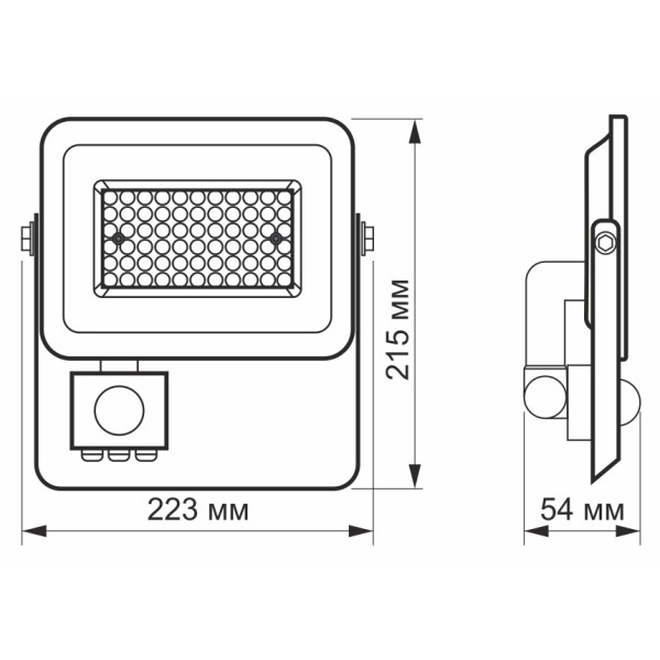 LED прожектор Videx F2e 50Вт 5000K (VL-F2e505W-S) з датчиком руху та освітленості - фото №5