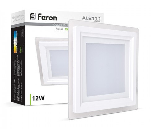 Встраиваемый светильник Feron 6246 AL2111 12Вт 5000К 960Лм квадратный - фото №2