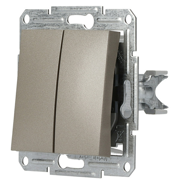 Вимикач 2-клавішний без рамки бронза Asfora, EPH0300169 - фото №4