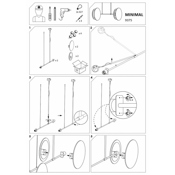 Люстра Nowodvorski 39375 Minimal E27 2x40W IP20 Вeige - фото №3