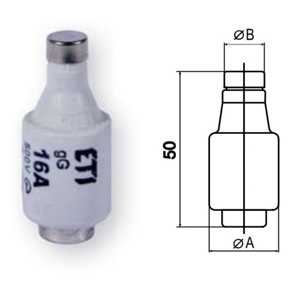 Запобіжник ETI 002312402 D II gG 4A/500V - фото №1