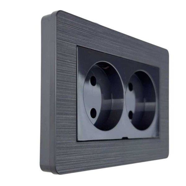 Розетка Nilson Selene антрацит 2-на без заземлення ( 23362524 ) - фото №1