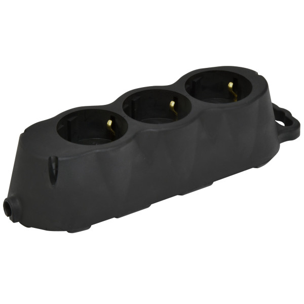 Блок розеток 3-місний ETI ERS-3B 3x2Р+РЕ каучук IP20 чорний (4481010)