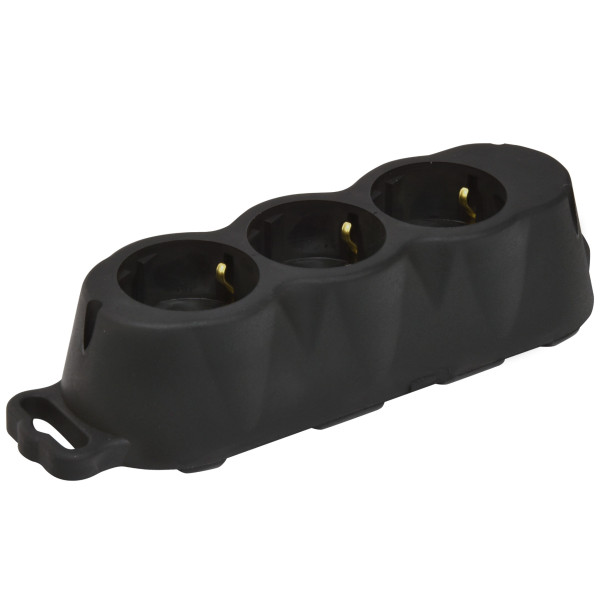 Блок розеток 3-місний ETI ERS-3B 3x2Р+РЕ каучук IP20 чорний (4481010) - фото №1