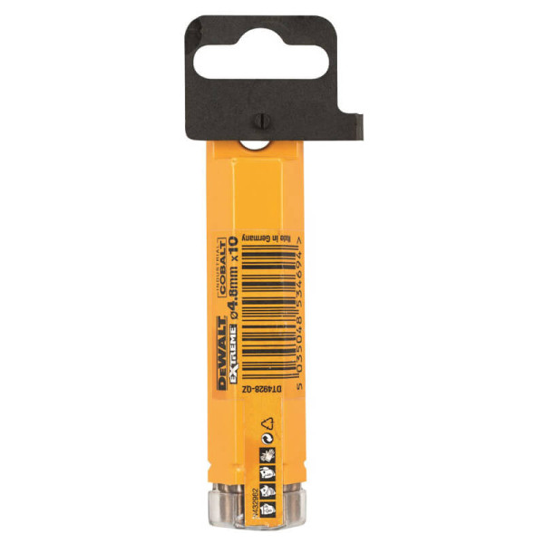 Кобальтовые сверла по металлу DeWALT DT4928 Extreme Industrial cobalt HSS-CO 4,8х86/46мм (10шт в упаковке) - фото №2