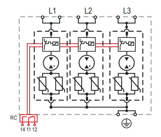 Обмежувач перенапруги ETI 002440560 ETITEC SM T12 300/25 (3+0 6p TNC) - фото №2