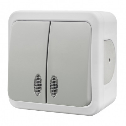 Накладний 2-кл вимикач NE-AD MULTIMA 92-51-03-I з led-підсвіткою білий