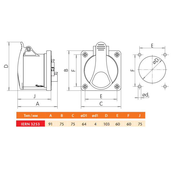 Вбудований силовий роз'єм Sez IERN3253 - фото №10