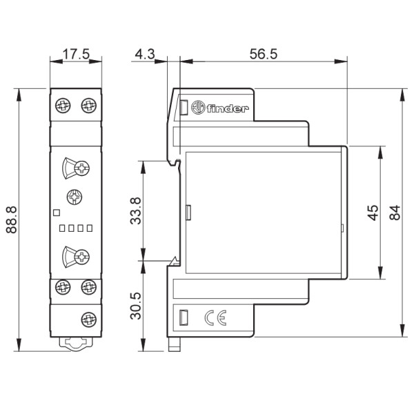 Реле часу Finder 2NO 6A 24-240В AC/DC (808202400000) - фото №2