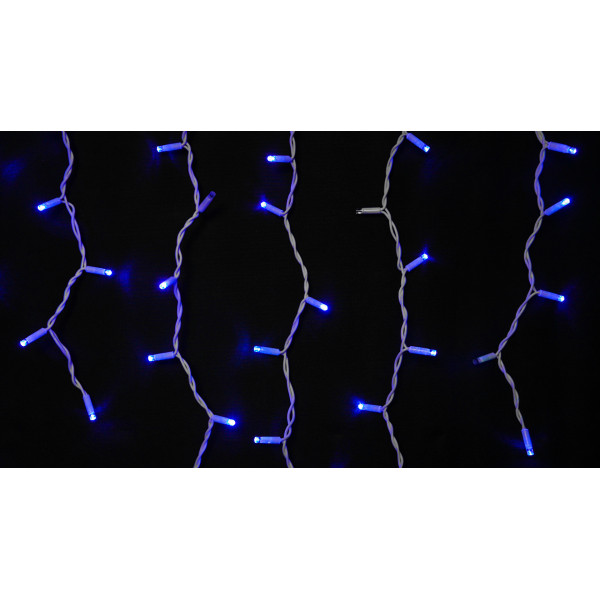 Біла вулична світлодіодна гірлянда Delux EN ICICLE 108LED (90012945) 2x1м 27 миготливих діодів IP44 (синє світло) - фото №1