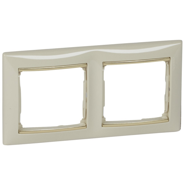 Рамка двойная Valena горизонтальная слоновая кость/золото