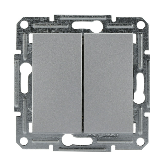 Перемикач 2-клавішний без рамки алюміній Asfora, EPH0600161