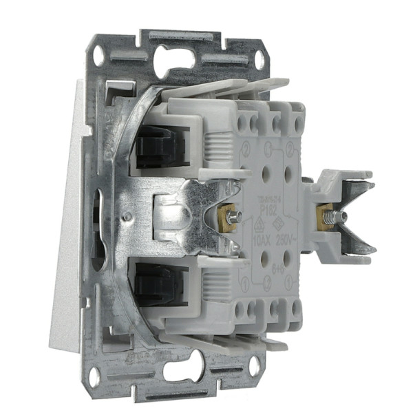 Перемикач 2-клавішний без рамки алюміній Asfora, EPH0600161 - фото №2